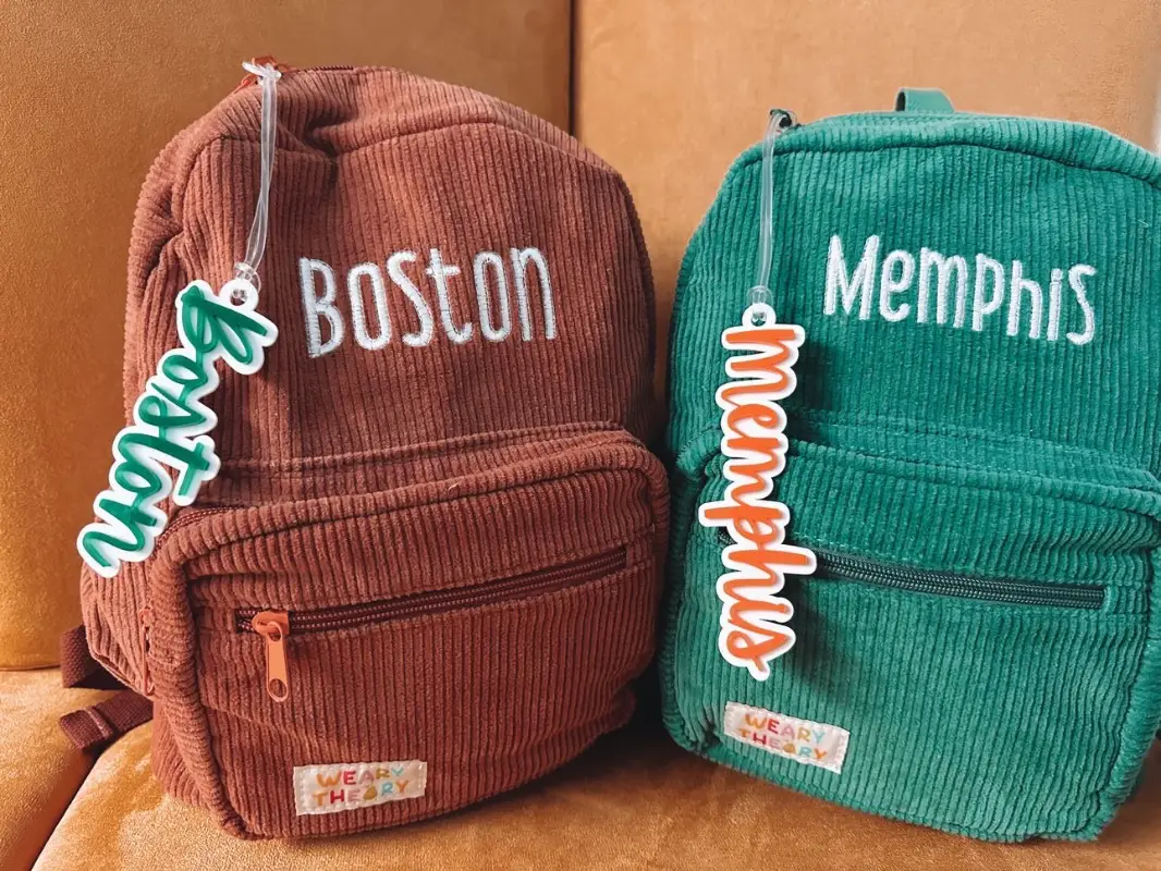 Social image of a happy Weary Theory customer with their new backpack.